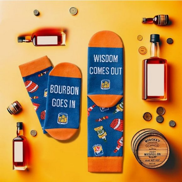 ZMART | 2 pair! Funny Bourbon Socks in Box for Gift Giving OS NWT - Picture 2 of 6